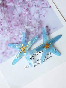 可爱海星发夹，海洋风女孩侧夹，夏季海滩海洋元素优雅发饰 - 彩色 - 查看 7