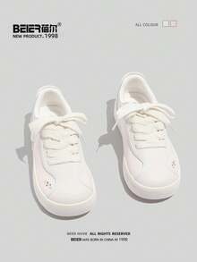 BEIER 女士休闲新款时尚百搭圆头平底系带运动鞋 - 粉色 - 查看 4