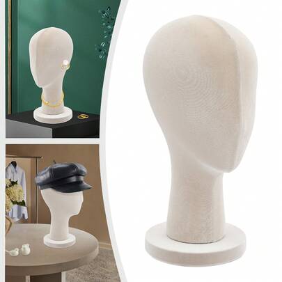 Beige Color Female Mannequin Head, Modern Style Mannequin Head, Countertop Mannequin Head For Displaying Wigs, Hats, Headscarves, Headbands