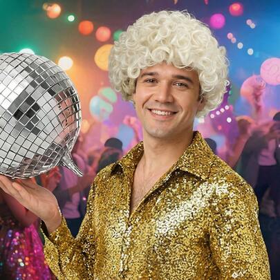 Peluca sintética rizada y corta tipo afro para hombres, fibra resistente al calor, cómoda y transpirable con gorra de malla de rosa, adecuada para uso diario, fiestas, festivales de música, carnavales, Halloween