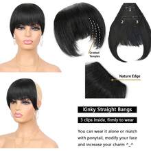 Synthetic Hair Ponytail With Bangs - Long Straight Hair Ponytail Extension For Daily Wear And Party - Multicolor - View 7