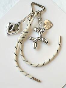 1. Fashionable Heart-Shaped French Bulldog Keychain, Delicate Matching Small Dog Bag Charm, Couple Accessory, Retro Charm, Triangle Spring Clasp Design, Suitable For Car Keys, Bag Decoration, Clothing Accessories, Holiday Or Women's Gift, Keychain Bag Accessory, Bag Charm - Multicolor - View 11