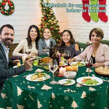 Rectangular Waterproof Christmas Tablecloth - Deer And Tree Design - Durable Polyester - Perfect For Parties, Home And Outdoors - Festive Table Decoration - 60x120/60x102 Inches - Green 60" - View 5