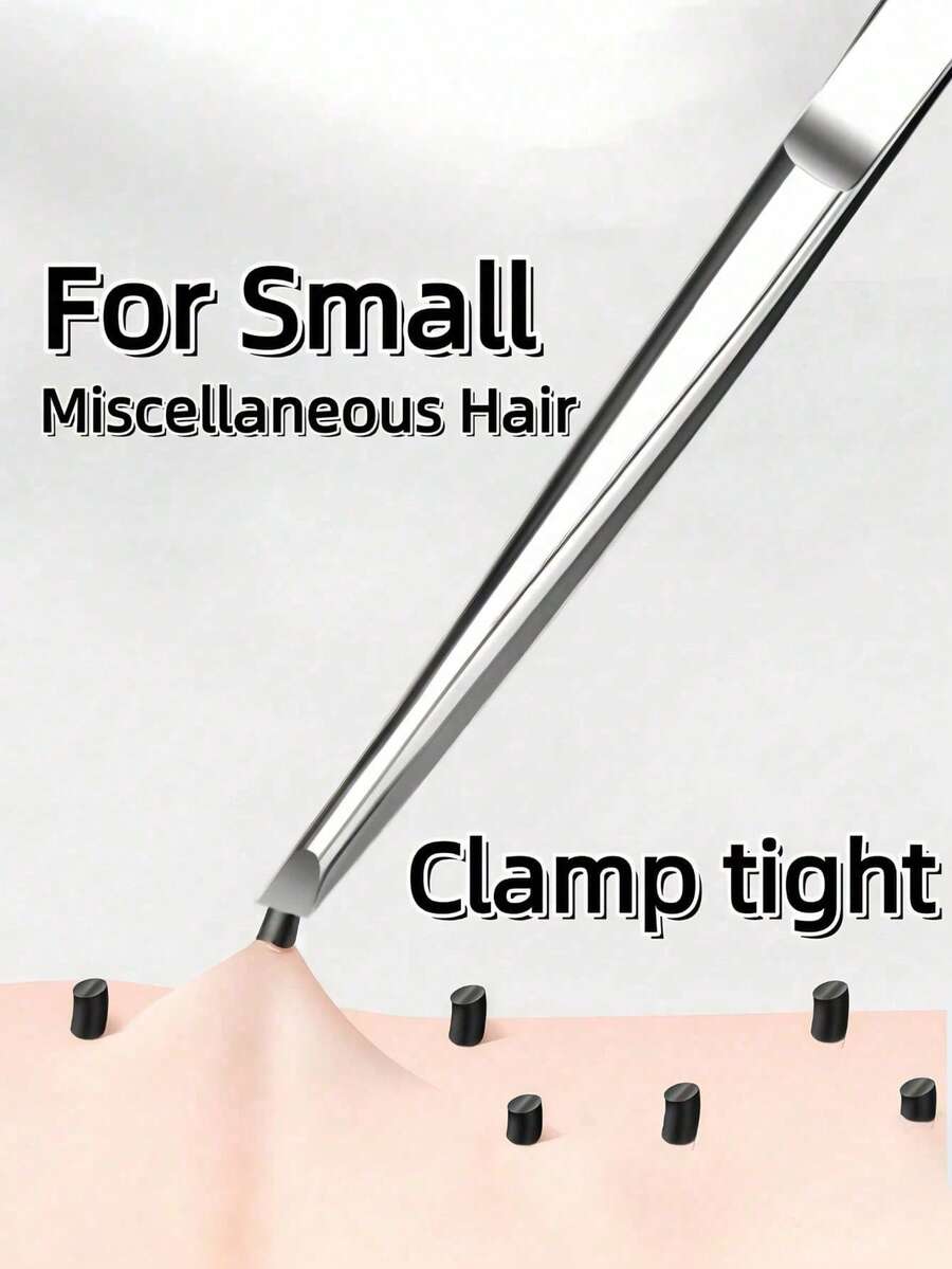 1/2支装高品质不锈钢眉镊，用于去除内生毛发，精密斜口眉镊，面部护理工具 - 多色 - 查看 1