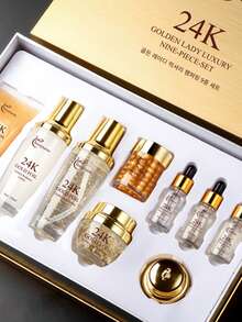9pcs Women's Moisturizing Skincare Set, For Daily Hydration, Moisture Replenishment, Essence Application, Deep Water Retention, Skin Tightening, Suitable For All Skin Types, As A Gift For Women - D1W1BEA00468 - 查看 2