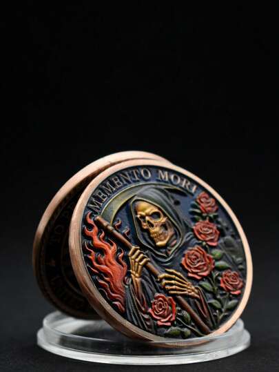 Moneda conmemorativa bañada en oro del Bosque Conmemorativo, Moneda conmemorativa de Calavera Rosa (con estuche de acrílico), Adorno de moneda conmemorativa, regalo divertido para amigos, regalo de iluminación