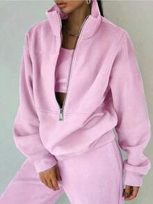 Women's Oversized Half Zip Tracksuit High Neck Loose Fit Sweatshirt And Wide Leg Pants Set Women's Casual Oversized 2 Piece Tracksuit Half Zip High Neck Sweatshirt And Wide Leg Pants Loungewear Cozy Must-Have! Women's Oversized Half Zip Tracksuit High Neck Loose Fit Sweatshirt & Pants Stylish & Comfortable: Women's Oversized 2 Piece Half Zip Tracksuit High Neck Sweatshirt Outfit - Hồng - Xem 1