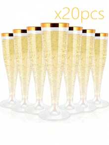 5/10个装可重复使用的4.5盎司透明塑料香槟杯，防碎材质，适合派对、婚礼和大型活动，优雅且易于清洗 - 彩色 - 查看 18