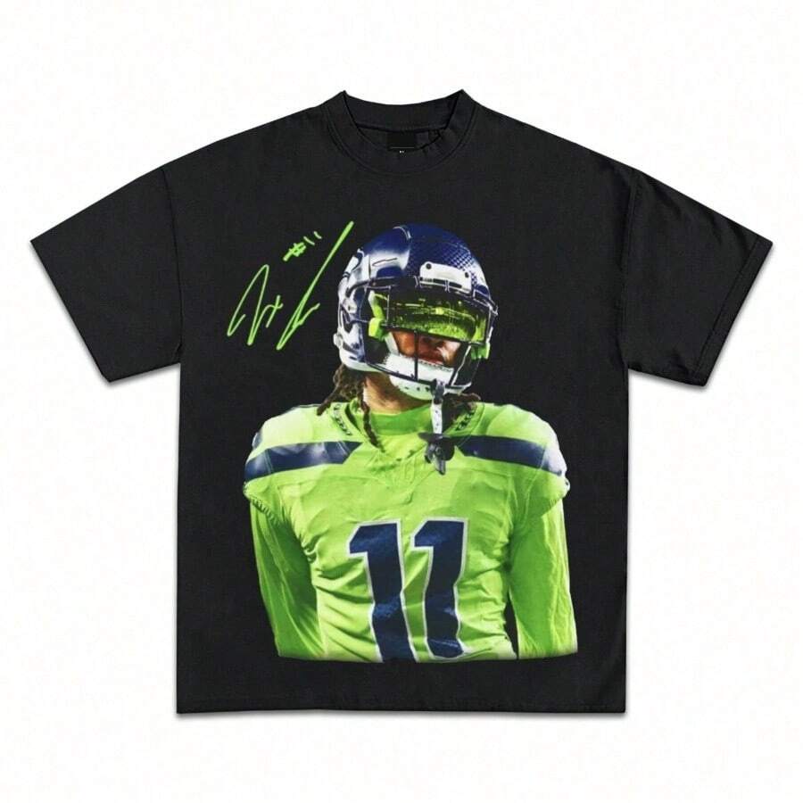 Star Signature Football Graphic T-Shirts _ Premium Quality Heavyweight Football Shirt For Adults Kids 4 - 黑色 - 查看 1