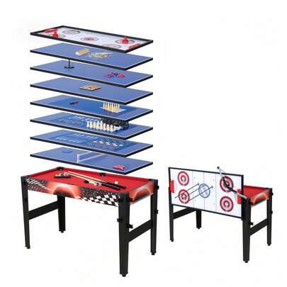 HLC 14-In-1 Game Table - 48" Combo Game Table, Ping Pong Table, Basketball, Billiards Table, Air Hockey Table, Bowling, Sports Arcade Games With Accessories - Ideal For Game Rooms And Family Game Nights!