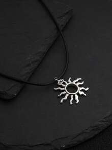 1pc Minimalist Sun Spiral Necklace, Indie Design Chic Collar Necklace For Women - Silver - View 5