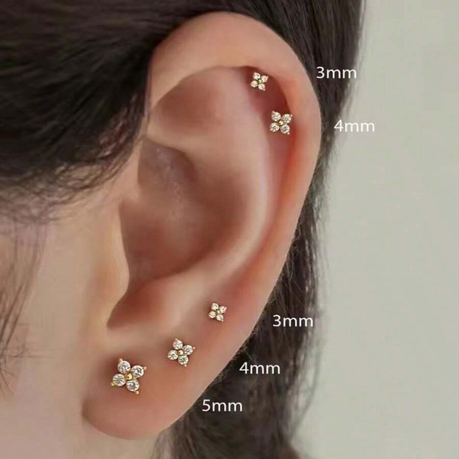 Set de 3 pares de aretes con forma de corazón y estrella, joyería minimalista como regalo para mujeres