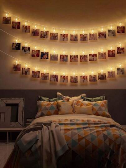 1pc Photo Clip String Lights, 10/20/30/40 LED Fairy Clip Lights, Hang Photos, Decor For Holiday Party, Gifts, Yard, Bedroom, Living Room, Wall, Wedding, Graduation, Proposal, Suitable For Valentine's Day, Mother's Day, Father's Day, Back To School, Can Be Used As Holiday, Birthday, Housewarming, Wedding Gift