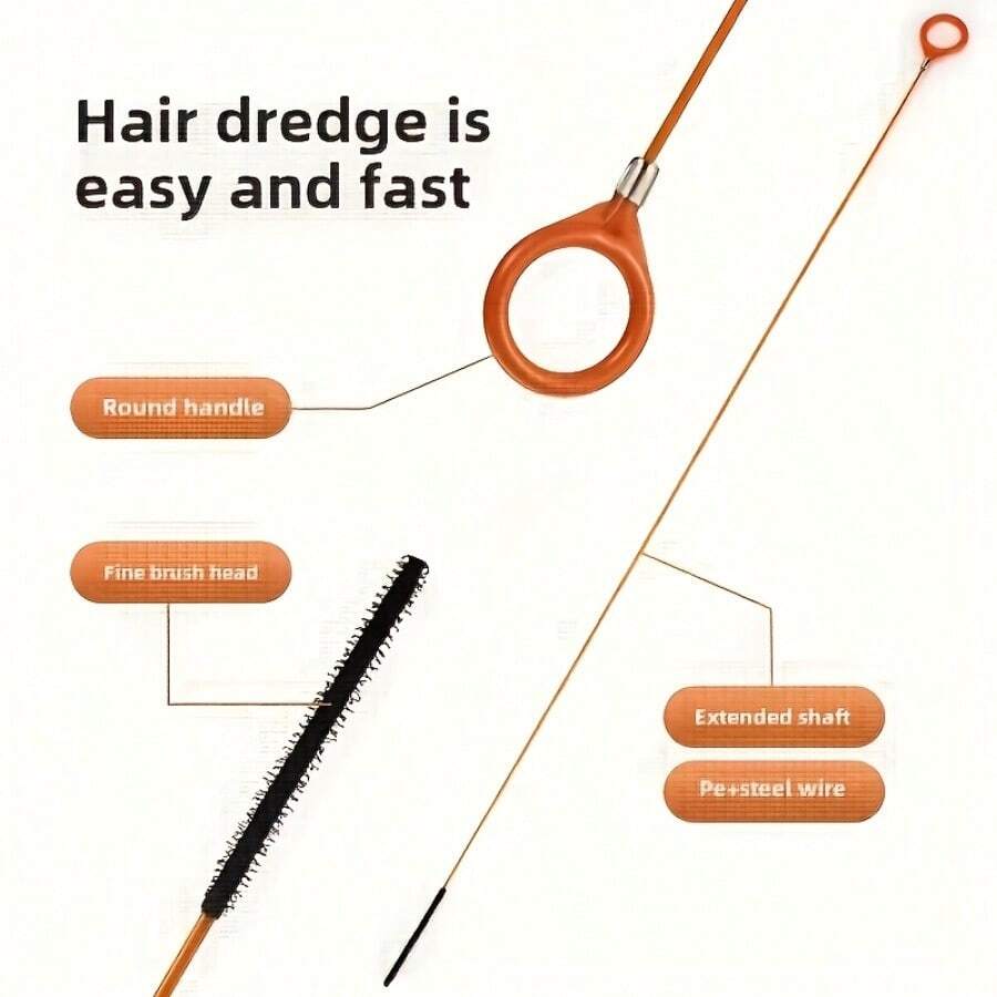 1支装加长型排水管疏通钩，带尼龙涂层柔性鹅颈 - 手动浴室、浴缸和淋浴下水道疏通工具，无需电池，排水管清洁蛇，符合人体工程学的手柄设计，经久耐用 - 多色 - 查看 1