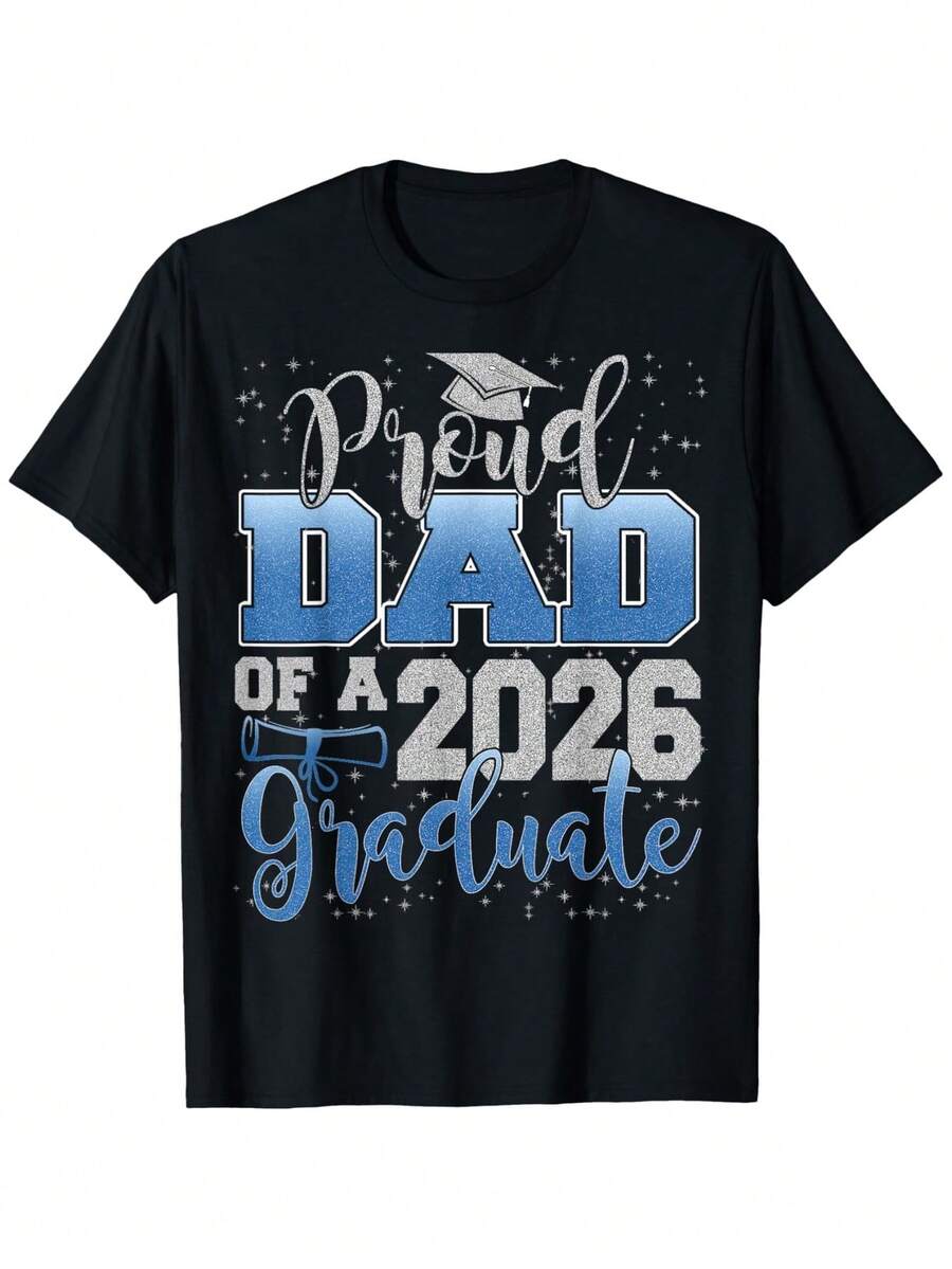 Proud Dad Of A Class Of 2026 Graduate T-Shirt - Unisex Loose Fit & Gown Suitable For Parents, Family, Friends, Coworkers - 2026 Senior Year Graduation Gift (Hand Wash/Dry Clean) - màu đen - Xem 1