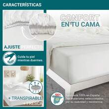 Ecommerc3 Lenzuolo con angoli elasticizzati, 100% cotone naturale, per letti da 90 a 200 cm, con bordo elasticizzato, disponibile in vari colori. - Bianco - Visualizzare 6
