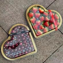 5 Packs Heart-Shaped Plastic Serving Trays With Lids - Multi-Purpose Large Capacity Snack Containers For Fruits, Vegetables, Salads, Cheese Boards, And Parties - Gold - View 4