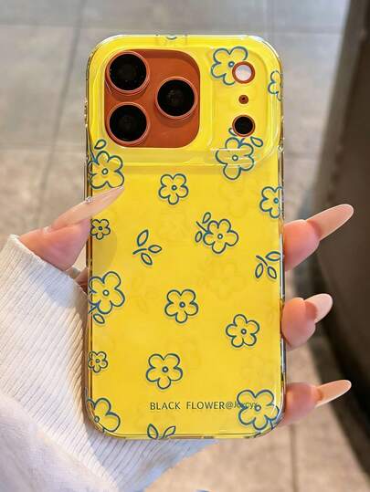 Ốp lưng điện thoại mềm mại màu vàng kẻ sọc hoa văn xanh dương thời trang cho iPhone 17 Pro Max 17 15 16 14 13 12 Pro Max 14 15 16 Plus 11, ốp lưng nghệ thuật mùa xuân dành cho nữ, quà tặng.