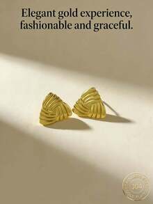 不锈钢镀金耳环，优雅女士耳环，低过敏性无镍哑光耳环，厚款金色女士耳环，时尚三角形几何纹理轻盈防过敏耳环，复古舞会饰品，女士耳环，时尚厚款独特吊坠耳环，女士金耳环套装，精致金吊坠耳环，防过敏耳环，时尚饰品，女士礼物，派对礼物 - 彩色 - 查看 1