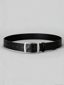 1pc White K-Style Buckle Versatile Men's Belt - Black - View 2