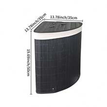 Triangular Rattan Bamboo Laundry Basket, Large Capacity Foldable With Handle And Lid, Space-Saving For Bedroom, Bathroom, Laundry Room - Multicolor - View 12