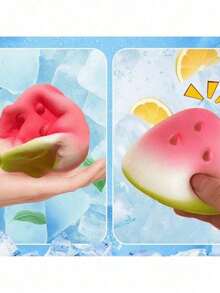 Simulated Watermelon Stress Relieving Ball, Slow Rebound Soft Stress Relieving Ball, Venting Pinch And Pinch Creativity, Suitable For Gifting To Family And Friends During Holidays - 1PC - Xem 4