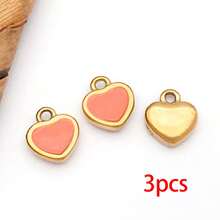 3个心形珐琅吊坠 不锈钢珐琅心形吊坠 迷你心形情人节吊坠 带环 DIY饰品制作手链 - 愛心 - 查看 12