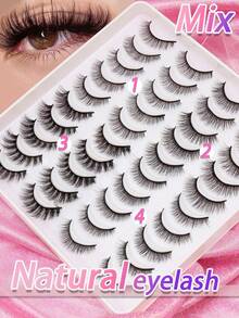 AYRMILLA 20Pairs Cat Eye Eyelashes Fox Natural False Eyelashes Fluffy Soft Dramatic 3D Mink Eye Black Thin Long Lash Multi-Layer Short Thick Eyelash Extended Large Volume Makeup Cross Wedding Parties Club Daily Work Meetings Comfortable Lashes - 黑色 - 查看 8