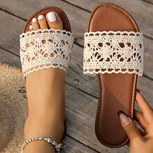 Nuevas sandalias de playa minimalistas, cómodas y ligeras con malla hueca, chanclas planas para mujer - Albaricoque - Ver 14