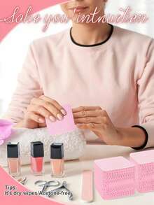 200/400/800pcs Nail Wipes, Square Cotton Pads For Nail Polish Remover, Eyelash Glue Bottle Cleaning Cloth, Cotton Pads, Eyelash Extension Remover Wipes - Multicolor - View 6