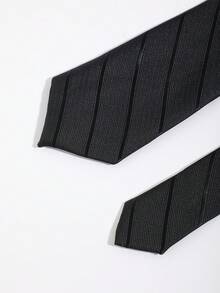 1条男士经典黑色同色条纹领带 - 黑色 - 查看 2