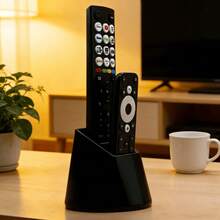 Dual Slot Remote Control Holder, Can Accommodate 2 Remotes, Minimalist Black And White Design, Suitable For TV, AC, Lighting Remotes And Office Supplies, Practical Desktop Organizer Stand - Multicolor - View 2