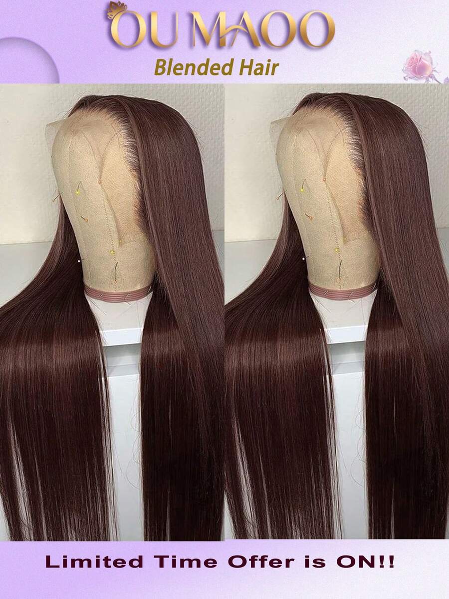 200% 超高密度顺滑直发假发 - 13x4 高清透明蕾丝前额巴西原生人发混纺，预先拔毛，带有婴儿绒毛和自然发际线，无胶前额假发，奢华超浓密丝滑造型，无需胶水，即戴即用