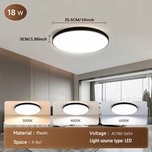 220V LED Ceiling Light, Available In Pure White/Wood Grain/Black/Gold, Home Decor Lighting Fixture, Suitable For Bedroom/Living Room/Study/Closet/Kitchen/Hallway/Studio/Office/Shop, Choose Appropriate Size Based On Usage Needs - LED Three-proof Ceiling Light - View 36