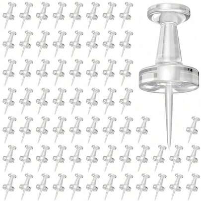 100 chiếc ghim nhựa nhiều màu sắc, thích hợp dùng cho bảng ghim, văn phòng phẩm, đồ dùng học tập, vật dụng cần thiết cho năm học mới.