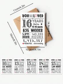 1pc "You Have Been Loved" Year Count Birthday & Anniversary Card With Envelope - Adorable Milestone Card For 10th 13th 15th 16th 18th 21st 25th 30th 40th 50th 70th 80th, Perfect Gift For Loved Ones, Blank Inside - A - View 5