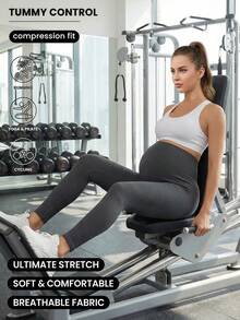 Maternity High Waist Seamless Leggings - Dark Grey - View 1