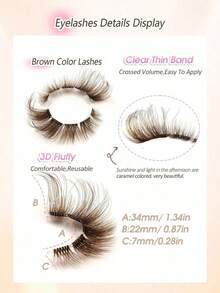 5 Pairs Fluffy Brown Lashes False Eyelashes Transparent Stem Invisible Band Natural Lashes Crisscross Curl Cat Eye Lashes Brown Color Fox Eye Effect Faux Mink Lashes For Daily Lash Extension Makeup Strip Lashes, Lashes, Eyelashes, Fake Lashes - Lông mi mèo - Xem 5