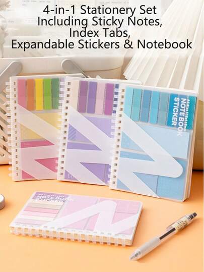 A6 Multifunctional Sticky Notes, Student Expandable Sticky Memo Pad, INS Style Stationery Set - Back To School Supplies
