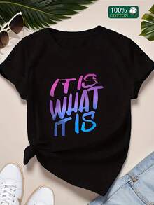IT's WHAT IT IS Home, Leisure, Fashion, Versatile, Commuting, S,  Versatile, Comfortable S Heavyweight Pure T-Shirt - Multicolor - View 3