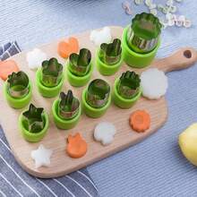 6/8/9/12 piezas Molde aleatorio de cortador de verduras, frutas, flores, animales y dibujos animados para galletas, fondant, herramientas de cocción para niños, utensilios de cocina para lonchera escolar - Combinación - Ver 1