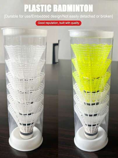 3 piezas/6 piezas/12 piezas Pelotas de bádminton de nailon y plástico, bádminton de nailon resistente al viento, volantes de nailon irrompibles, disponibles en amarillo/blanco, bádminton ligero para deportes al aire libre, alta durabilidad y alta velocidad, adecuado para todas las edades, entrenamiento interior y exterior