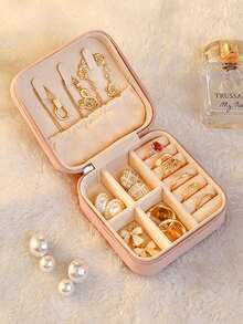 Small Jewelry Storage Box, Zippered Open Storage Bag, Portable Jewelry Box, Travel Jewelry Box, Used For Rings, Pendants, Earrings, Necklaces, Bracelets, Gift Boxes, Girls And Women's Gift Boxes,For Holiday Beach, Bathroom Collection, Bedroom Collection, Large Capacity - Multicolor - View 17
