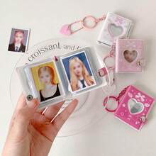 2-Inch Mini Keychain Photo Album With Cute Bow And Heart Stickers, Holds 32 Photos, Great Gift For Friends - Keychain Pendant Photo Album - View 2