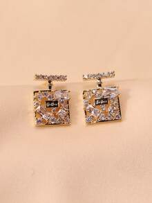 一对小巧精致的香水瓶造型闪亮立方氧化锆耳钉，时尚百搭，适合日常佩戴和聚会场合。 - 耳環 - 查看 5