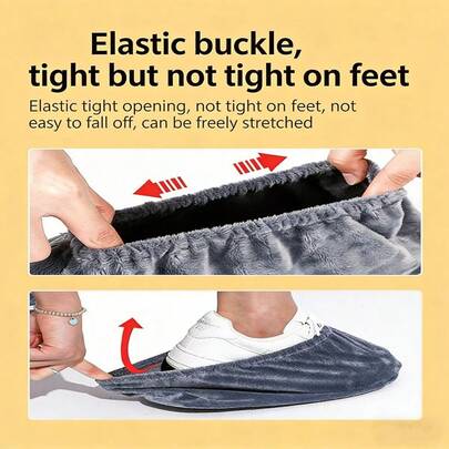 1 par de cubiertas reutilizables y lavables para zapatos, con tela de felpa gruesa y abertura elástica, adecuadas para pantuflas, hogar, dormitorio, oficina, laboratorio, playa, viaje, disponibles en café, gris, azul, borgoña