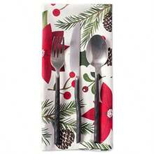 DII 100% algodón Lavable a máquina Cena y día Festivo Mantel Woodland Christmas Napkin 1 6 - Navidad en el bosque - Ver 5
