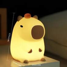 1pc Rechargeable Silicone Nursing Night Light With Adjustable Brightness And Touch Control, Suitable For Various Rooms - Animal Theme, Plastic Material, Tabletop Placement, Includes USB Charging Cable - Multi-color light - View 2