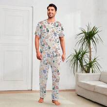 Shendy Vendy Men's Comfortable And Simple Home Loose Pajama Set - 白色 - 查看 7