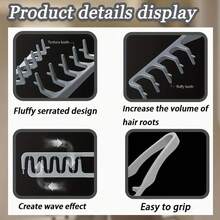 Men's Salon Hairstyling Comb Set - Texture Oil Hair Wide-Tooth Comb, Pompadour Texture Comb, Voluminous Double-Prong Comb, Plastic Material Root Volumizing Hair Clip Comb Combination - Multicolor - View 7